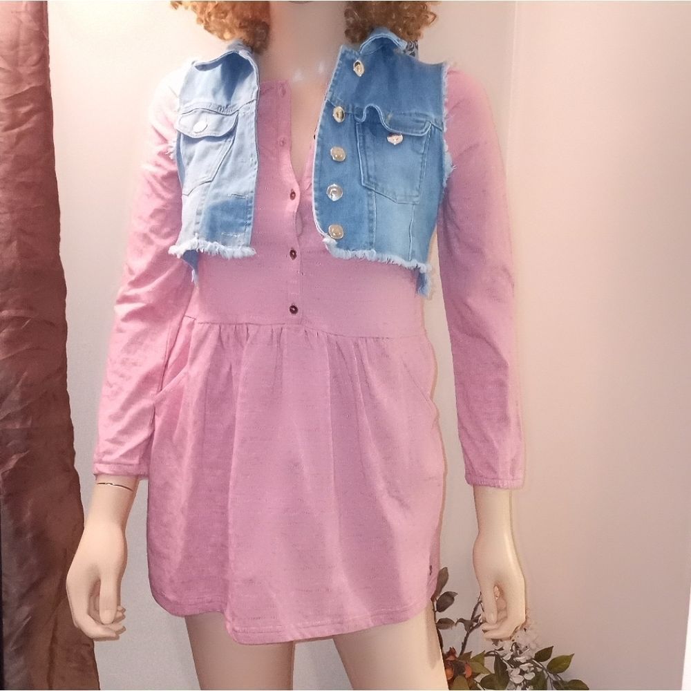 NWT Girls Swing Dress w/ Crop Denim Vest